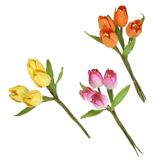 Pink, Orange &#x26; Yellow Tulip Paper Flowers by Recollections&#x2122;, 24ct.